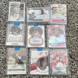 Assorted Baseball/Football/Basketball Cards Lot 9 Autograph Signed Topps